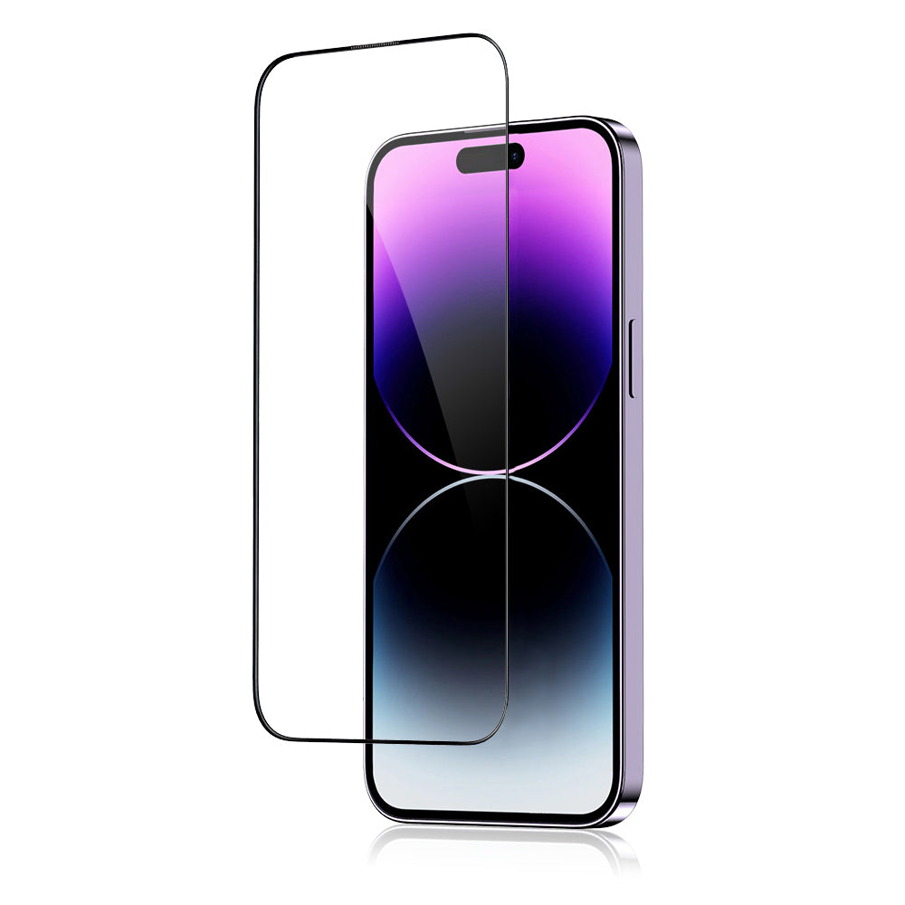 Blueo Anti-Broken skjermbeskyttelse for Apple iPhone 15 Pro, Herdet glass, Full lim, Svart