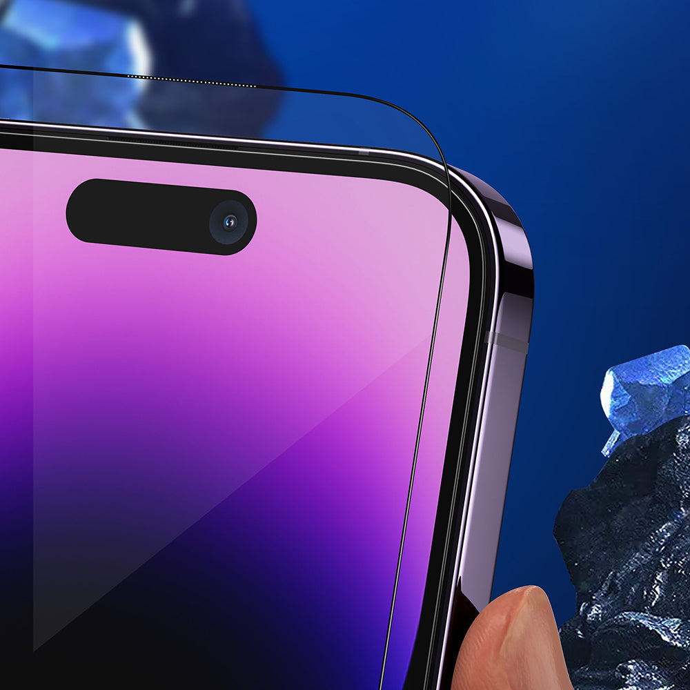 Blueo Anti-Broken skjermbeskyttelse for Apple iPhone 15 Pro, Herdet glass, Full lim, Svart