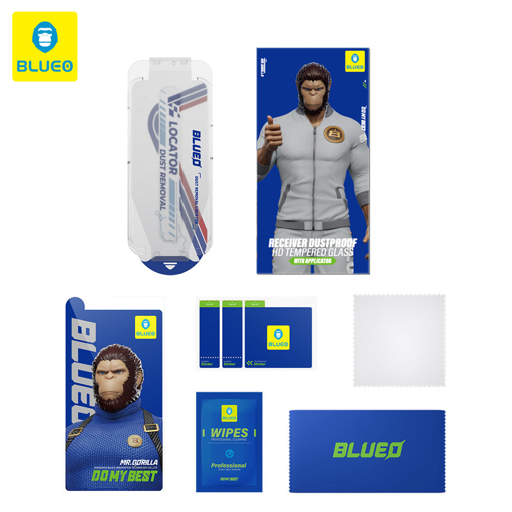 Blueo Anti-Dust HD Applicator Pro skjermbeskyttelsesfilm for Apple iPhone 14 Pro Max, Herdet glass, Full lim, Svart