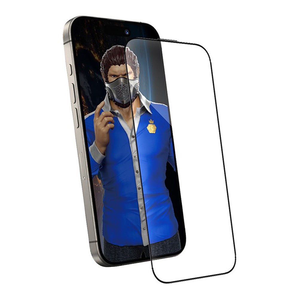 Blueo Anti-Dust HD Applicator Pro skjermbeskyttelsesfilm for Apple iPhone 16 Pro Max, Herdet glass, Full lim, Svart
