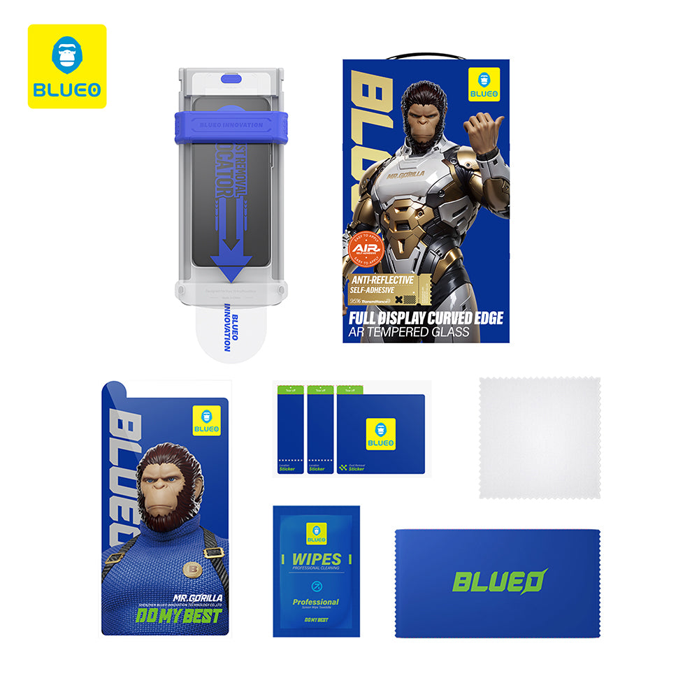 Blueo AR Applicator Pro skjermbeskyttelsesfilm for Apple iPhone 16 Pro Max, Herdet glass, Full lim, 3D, Svart
