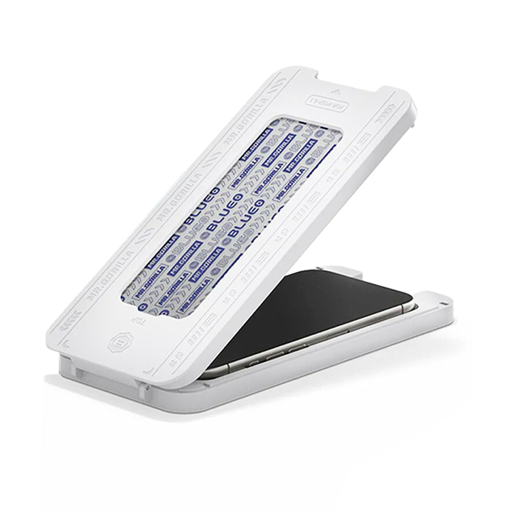 Beskyttelsesfolie Blueo Crystal Anti-Scratch Applicator for Apple iPhone 17 Pro / 17 / 16 Pro, Herdet Glass, Full Lim, Svart