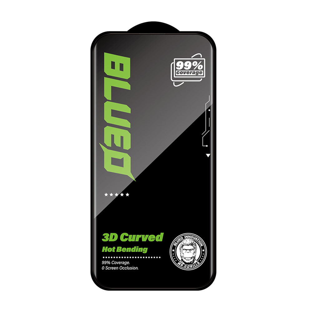 Blueo HD skjermbeskyttelsesfilm for Apple iPhone 16 Pro, Herdet glass, Full lim, 3D, Svart