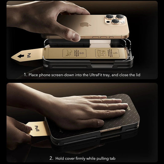 Beskyttelsesfilm ESR Corning UltraFit for Apple iPhone 17 Pro, Herdet glass, Full lim, Sett med 3 stykker