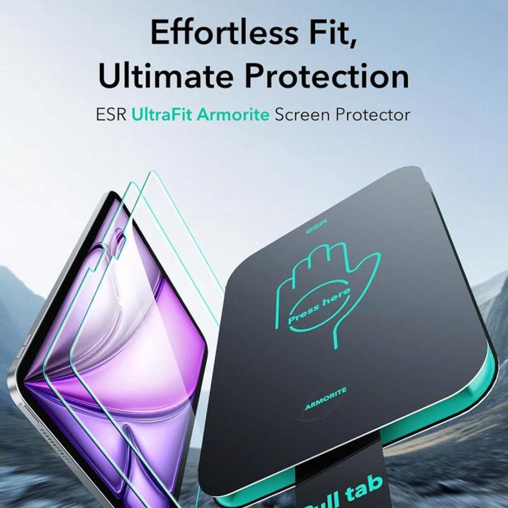 ESR Armorite UltraFit skjermbeskyttelse for Apple iPad Air 13 (2026) / Pro 13 (2025), Herdet glass, Full lim, Sett med 2 stk