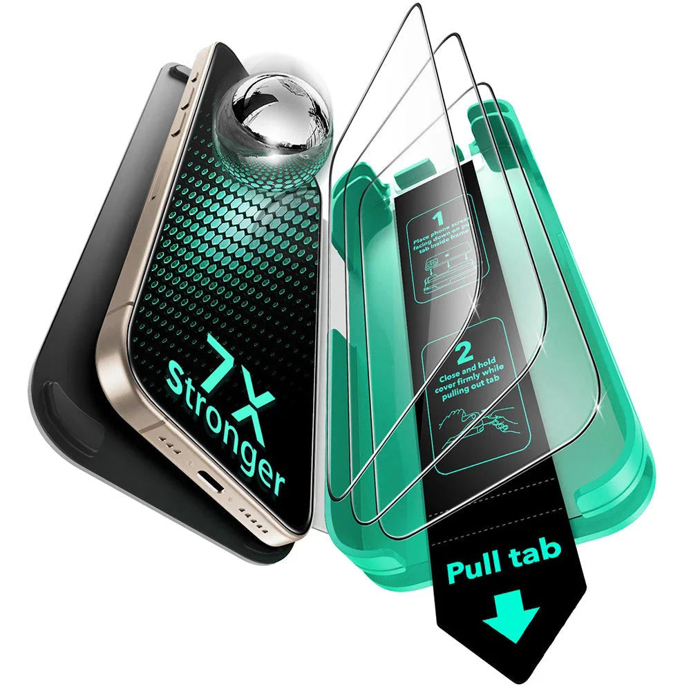 Skjermbeskytter ESR Armorite UltraFit for Apple iPhone 17 / 16 Pro, Herdet Glass, Full Lim, Sett med 3 stykker, Svart
