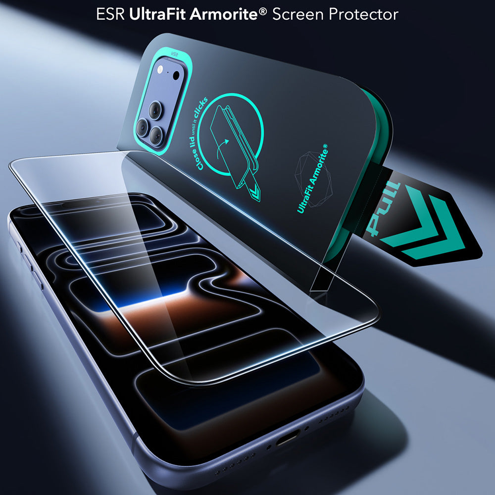 ESR Armorite UltraFit skjermbeskyttelse for Apple iPhone 18 Pro / 17 Pro, Herdet glass, Full lim, Sett med 2 stk, Svart