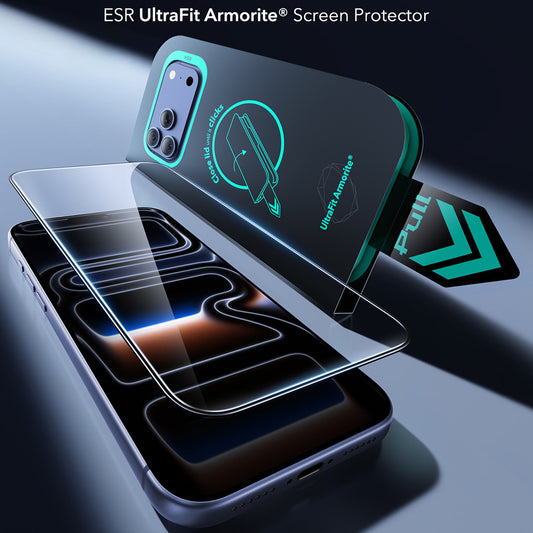 ESR Armorite UltraFit skjermbeskyttelse for Apple iPhone 18 Pro / 17 Pro, Herdet glass, Full lim, Sett med 2 stk, Svart