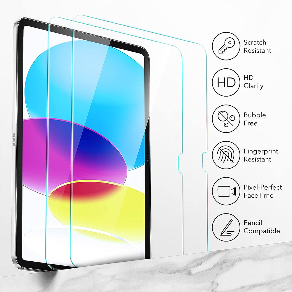 Beskyttelsesfilm ESR-skjerm for Apple iPad (2025) / (2022), Herdet glass, Full lim, Sett med 2 stykker