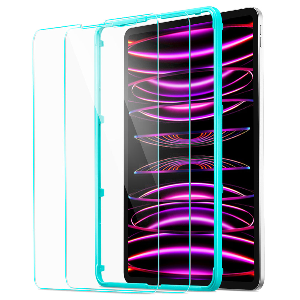Beskyttelsesfilm ESR-skjerm for Apple iPad Pro 12.9 (2022) / Pro 12.9 (2021) / Pro 12.9 (2020), Herdet glass, Full lim, Sett med 2 stykker