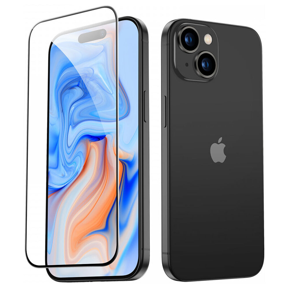 Beskyttelsesfolie ESR-skjerm for Apple iPhone 15, Herdet glass, Full lim, Svart