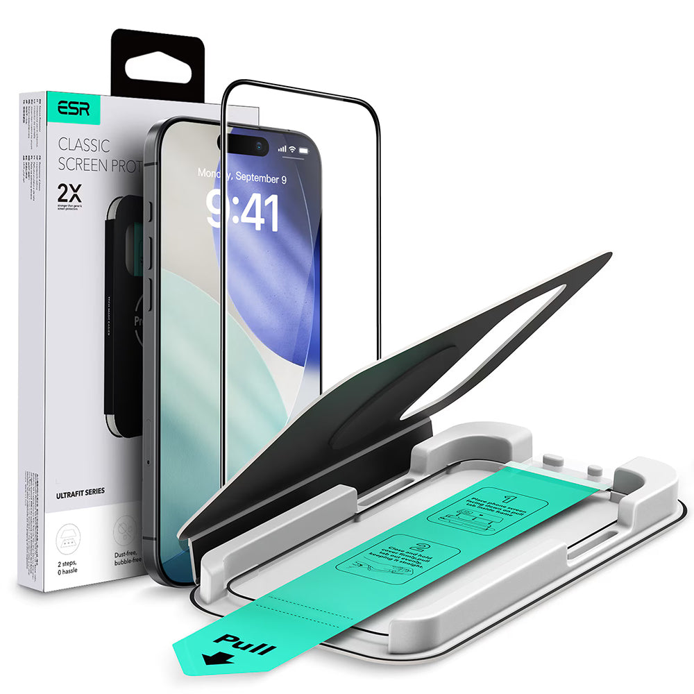 Beskyttelsesfilm ESR UltraFit for Apple iPhone 17 Air, Herdet Glass, Full Lim, Svart