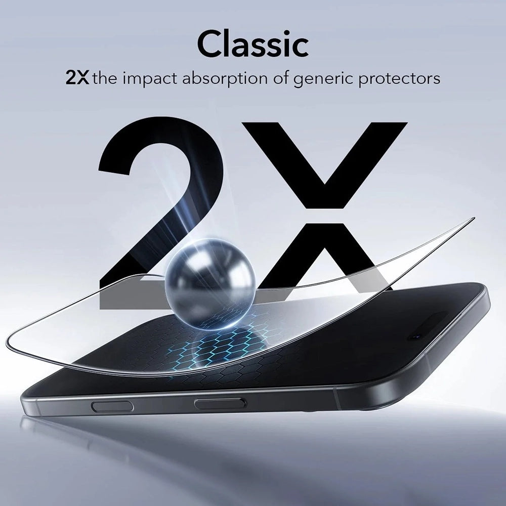 Skjermbeskytter ESR UltraFit for Apple iPhone 17 Air, Herdet glass, Full lim, Sett med 3 stykker