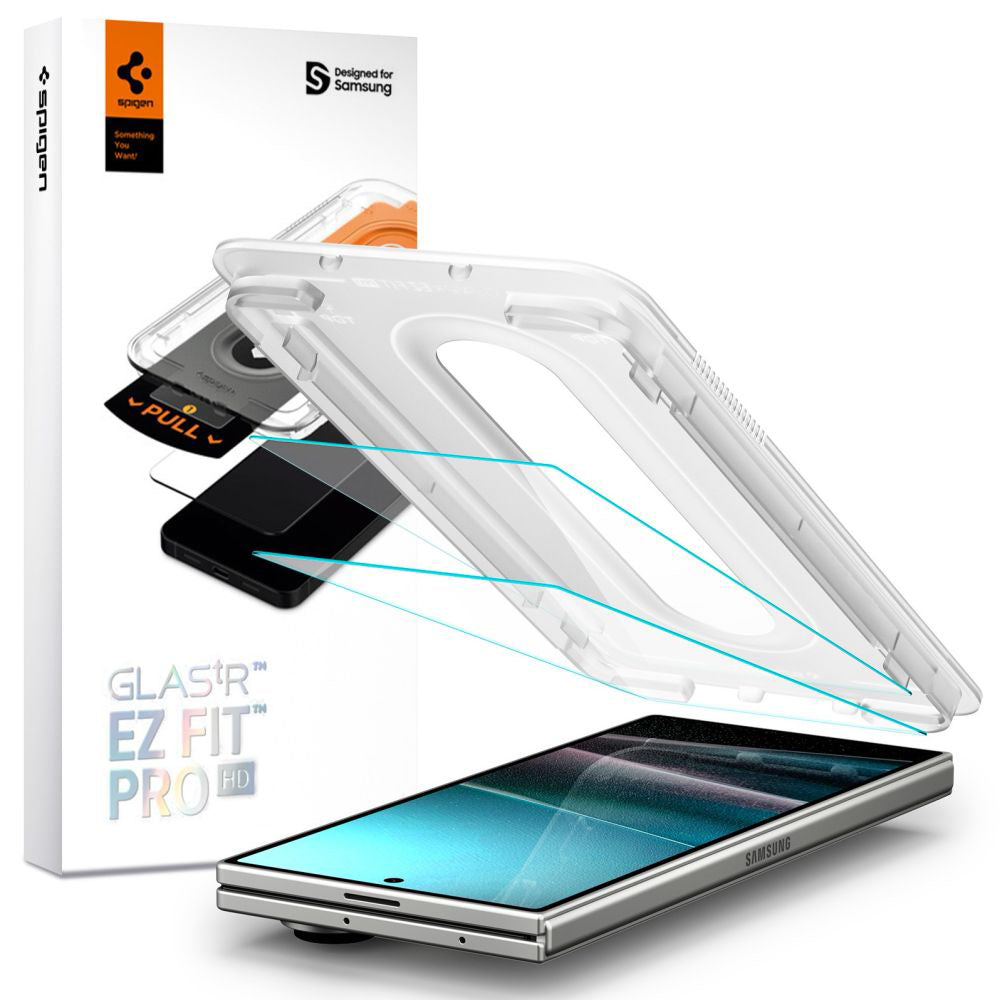 Beskyttelsesfolie Spigen GlastR EZ FIT Pro HD for Samsung Galaxy Z Fold7 F966, Herdet glass, Full lim, Sett med 2 stykker AGL09579