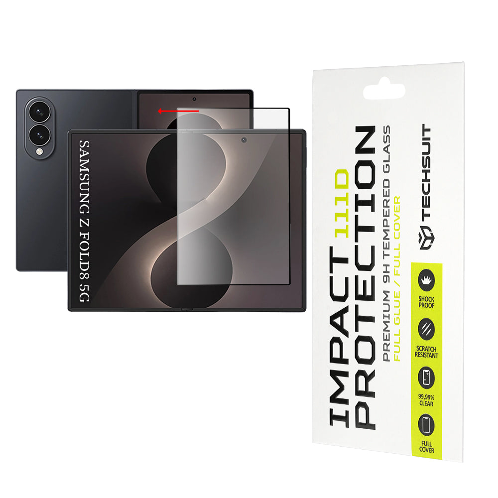Techsuit Innvendig Skjermbeskyttelse for Samsung Galaxy Z Fold8 F976, Herdet Glass, Full Lim, 111D, Svart