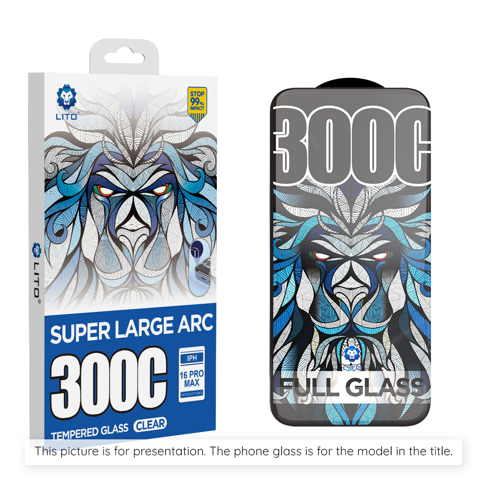 Skjermbeskytter Lito D+ Max 300C for Apple iPhone 17 Pro, Herdet Glass, Full Lim
