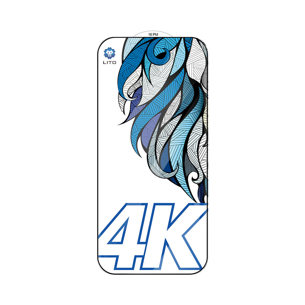 Beskyttelsesfolie Lito D+ Max 4K for Apple iPhone 17 / 16 Pro, Herdet Glass, Full Glue, Svart
