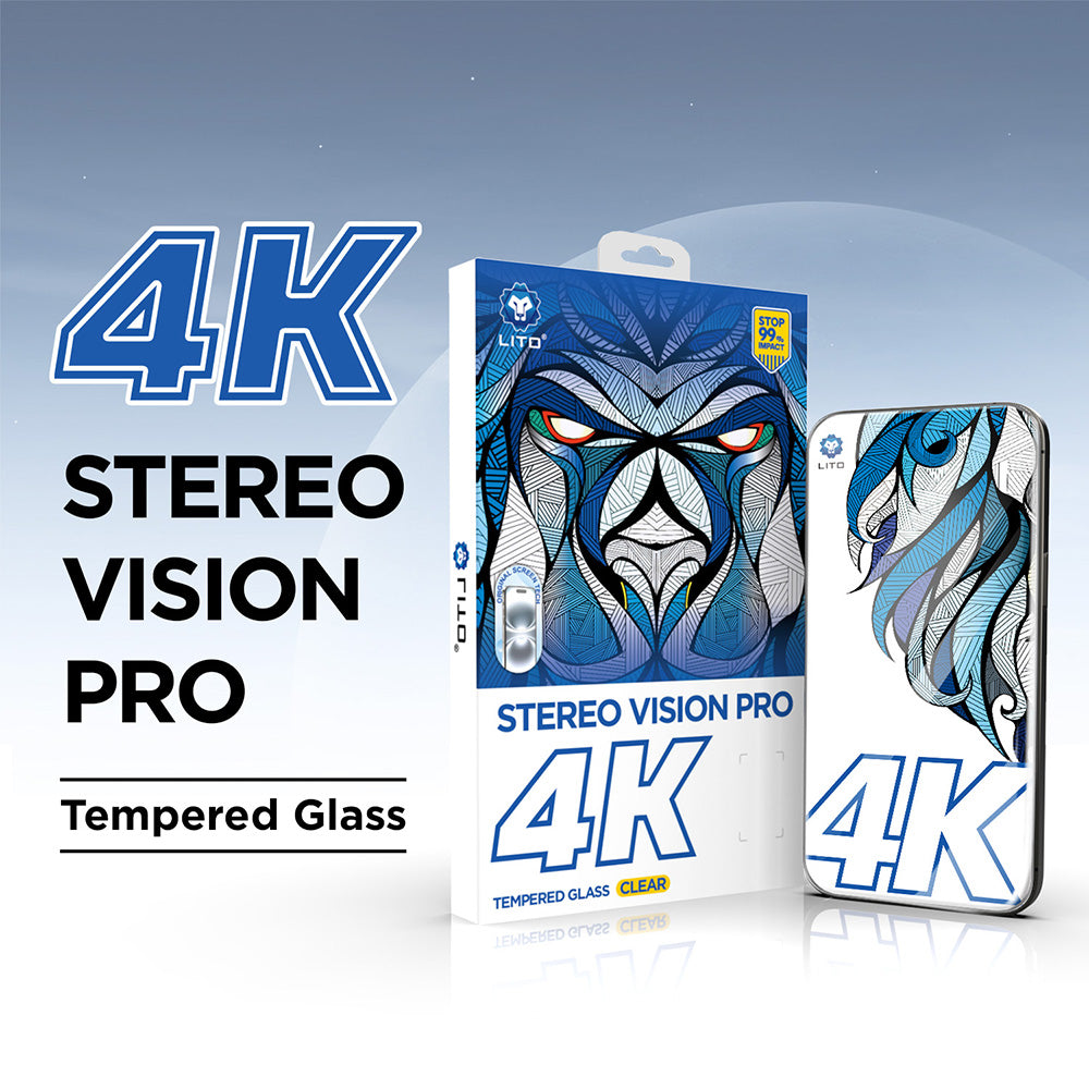 Beskyttelsesfolie Lito D+ Max 4K for Apple iPhone 17 / 16 Pro, Herdet Glass, Full Glue, Svart