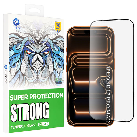 Skjermbeskytter Lito D+ Max Strong for Apple iPhone 17 Pro Max, Herdet Glass, Full Lim, Svart