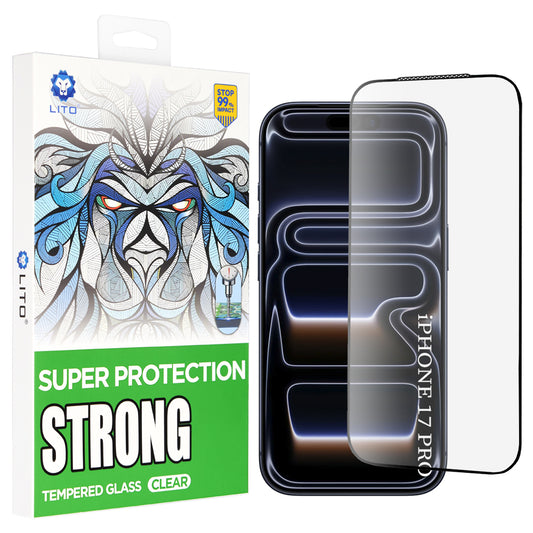 Skjermbeskytter Lito D+ Max Strong for Apple iPhone 17 Pro, Herdet Glass, Full Lim, Svart