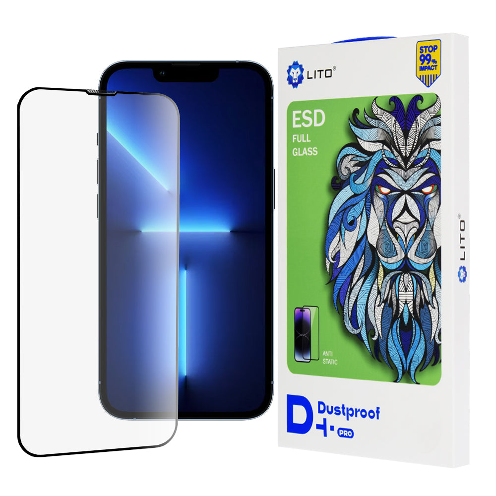 Beskyttelsesfilm Lito D+ Pro Dustproof for Apple iPhone 14 Plus / 13 Pro Max, Herdet Glass, Full Lim, Svart