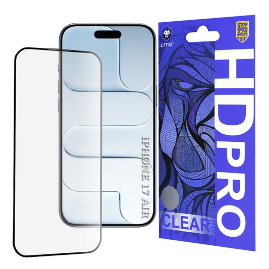 Beskyttelsesfilm Lito HD Pro Clear for Apple iPhone 17 Air, Herdet Glass, Full Lim, Svart