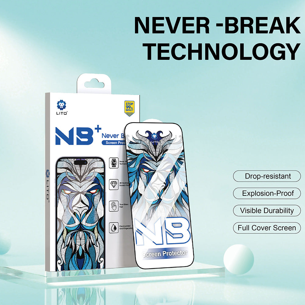 Skjermbeskytter Lito NB for Apple iPhone 17 Air, Herdet Glass, Full Lim, Svart