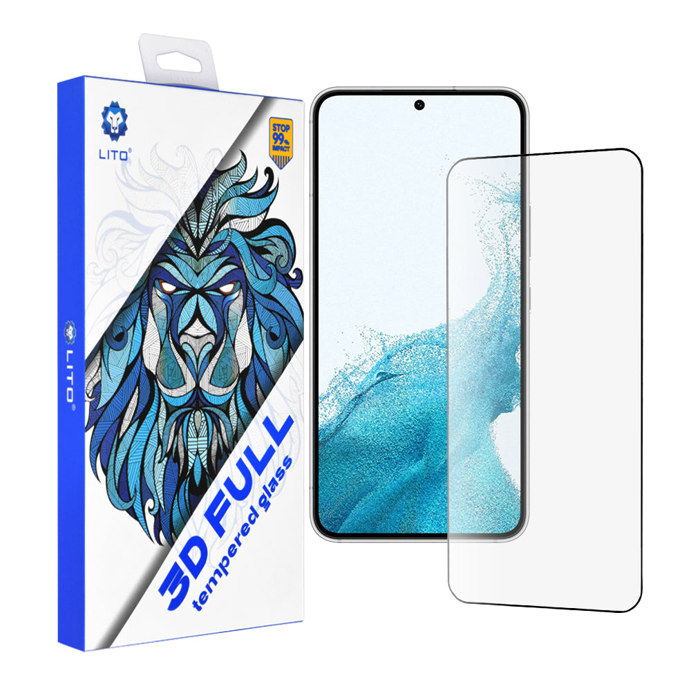 Lito skjermbeskyttelsesfilm for Samsung Galaxy S23 S911 / S22 5G S901, Herdet glass, Full lim, 3D, Svart