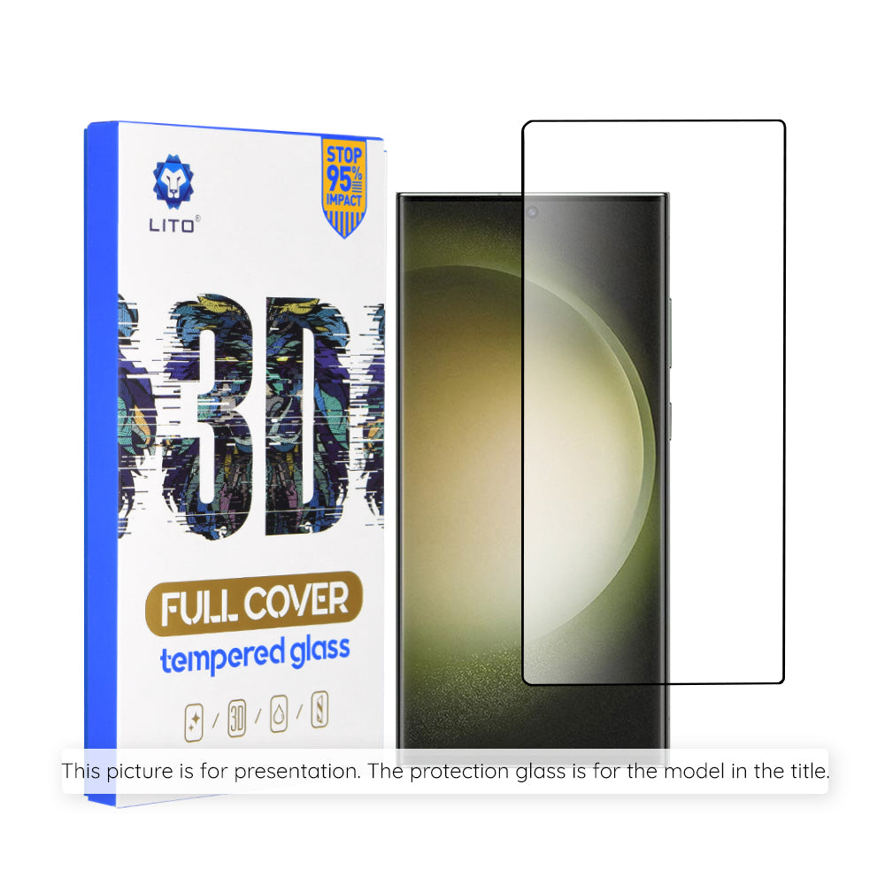 Lito skjermbeskyttelsesfolie for Samsung Galaxy S25 S931 / S24 S921, Herdet glass, Full lim, 3D, Svart
