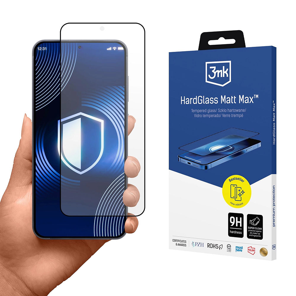 Beskyttelsesfilm Matte 3MK Max for Samsung Galaxy S26 Plus S947, Herdet Glass, Full Lim, Svart