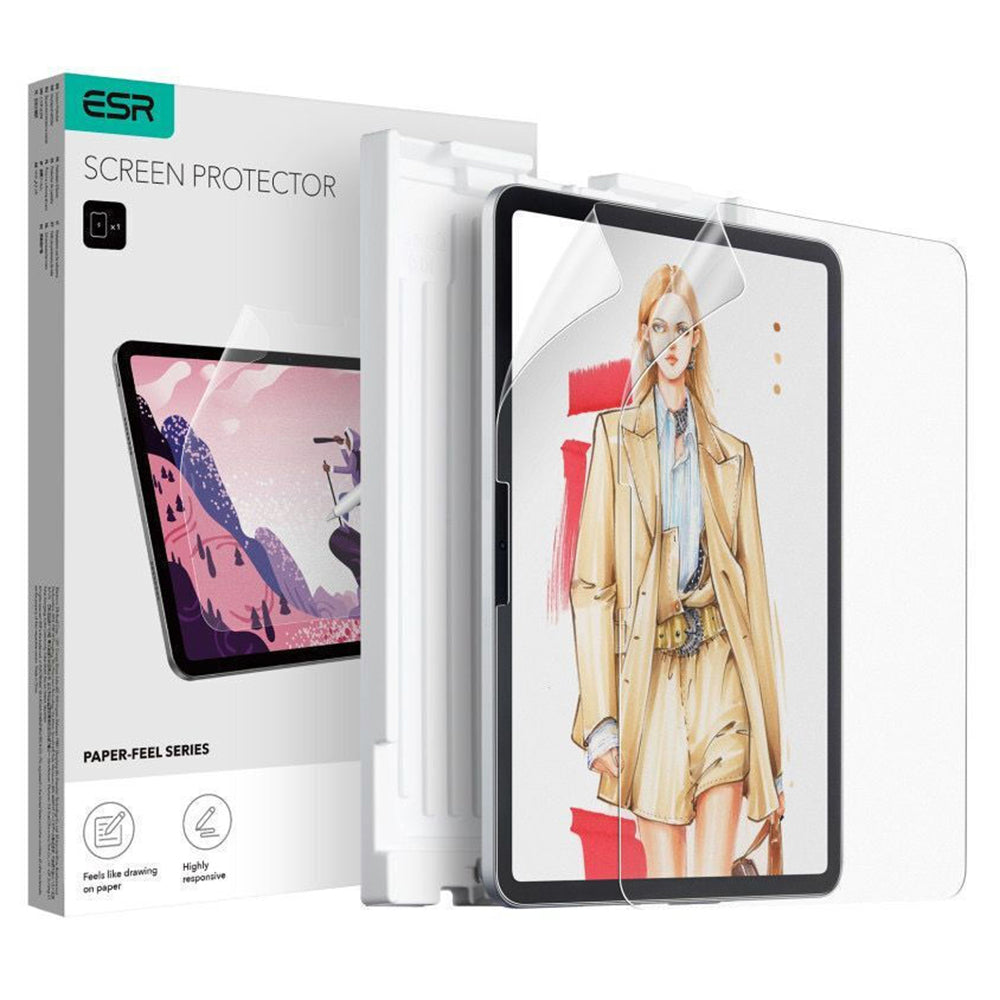 Beskyttelsesfolie Matte ESR Paper Feel for Apple iPad Air 13 (2025) / Air 13 (2024), Plast, Full Lim, Sett med 2 stykker