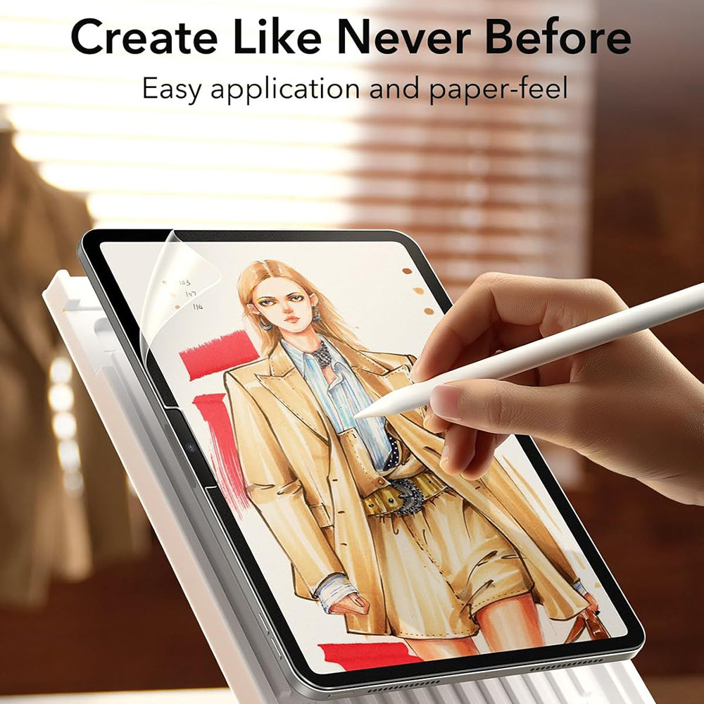 Beskyttelsesfolie Matte ESR Paper Feel for Apple iPad Air 13 (2025) / Air 13 (2024), Plast, Full Lim, Sett med 2 stykker