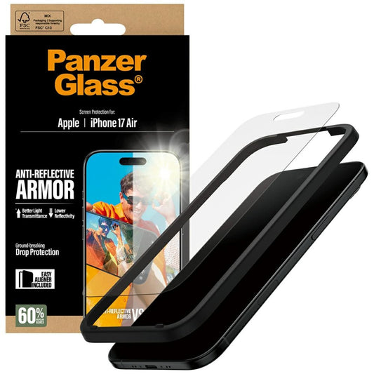 Beskyttelsesfolie Matte PanzerGlass Armor EasyAligner for Apple iPhone 17 Air, Herdet Glass, Full Lim