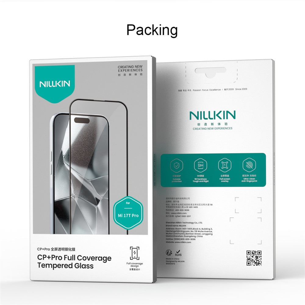 Skjermbeskyttelsesfilm Nillkin CP+ Pro for Xiaomi 17T Pro, Herdet glass, Full lim, Svart