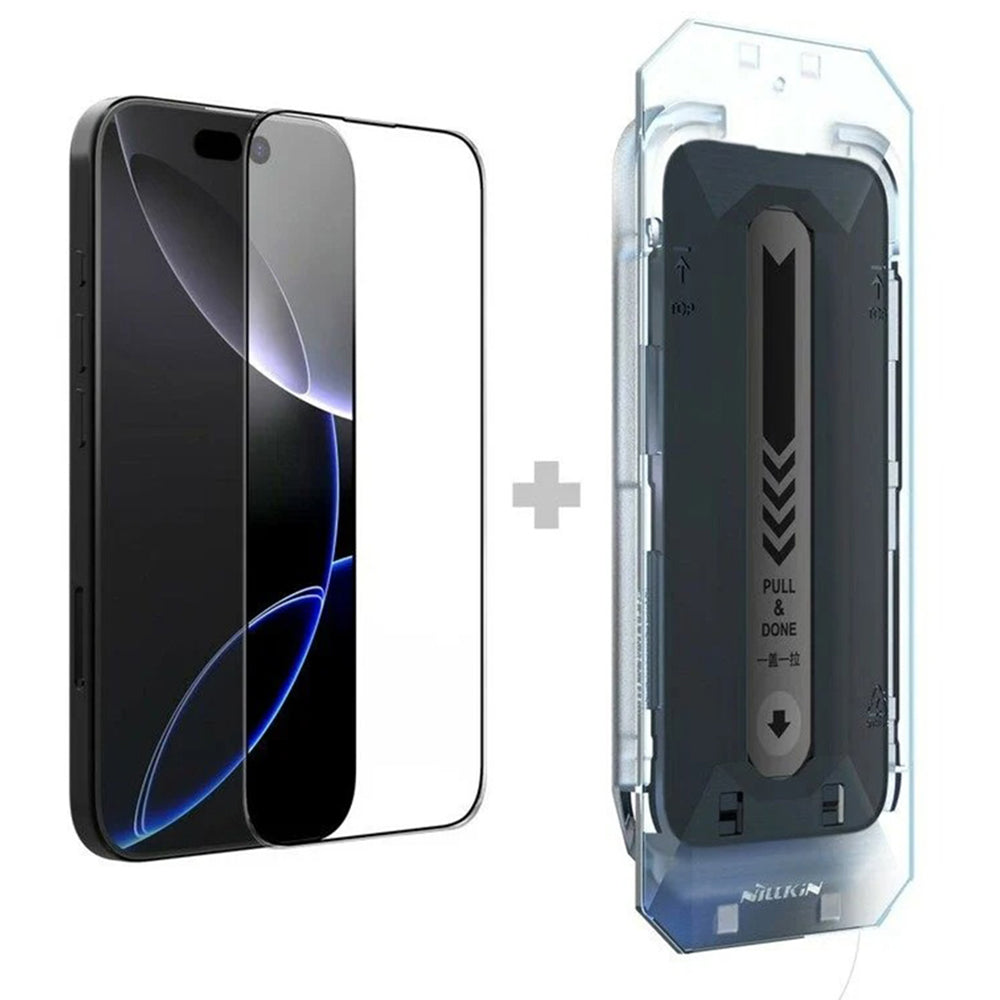 Nillkin CP+ Pro skjermbeskyttelse med applikator for Apple iPhone 16 Pro Max, herdet glass, full lim, svart