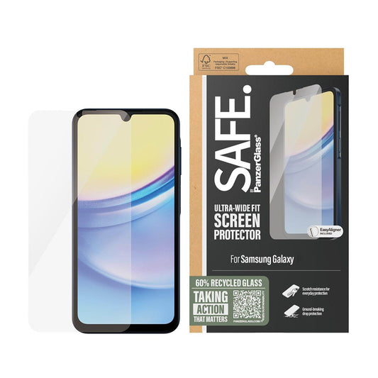 Skjermbeskytter PanzerGlass Safe. Ultra-Wide Fit for Samsung Galaxy A16 5G A166 / A16 4G A165, Herdet glass, Full lim.