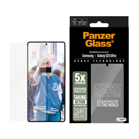 PanzerGlass Ultra-Wide Ceramic EasyAligner skjermbeskytter for Samsung Galaxy S25 Ultra S938, Herdet glass, Full lim