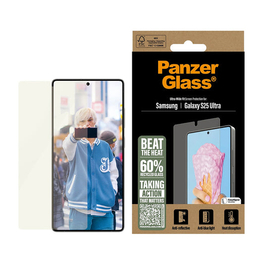 PanzerGlass Ultra-Wide Fit All-in-One skjermbeskyttelse for Samsung Galaxy S25 Ultra S938, Herdet glass, Full lim