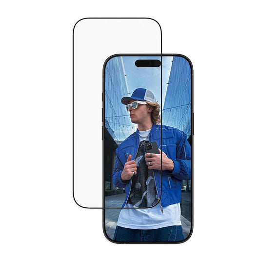 Beskyttelsesfolie PanzerGlass Ultra-Wide Fit EasyAligner for Apple iPhone 17 / 16 Pro, Herdet Glass, Full Lim, Svart