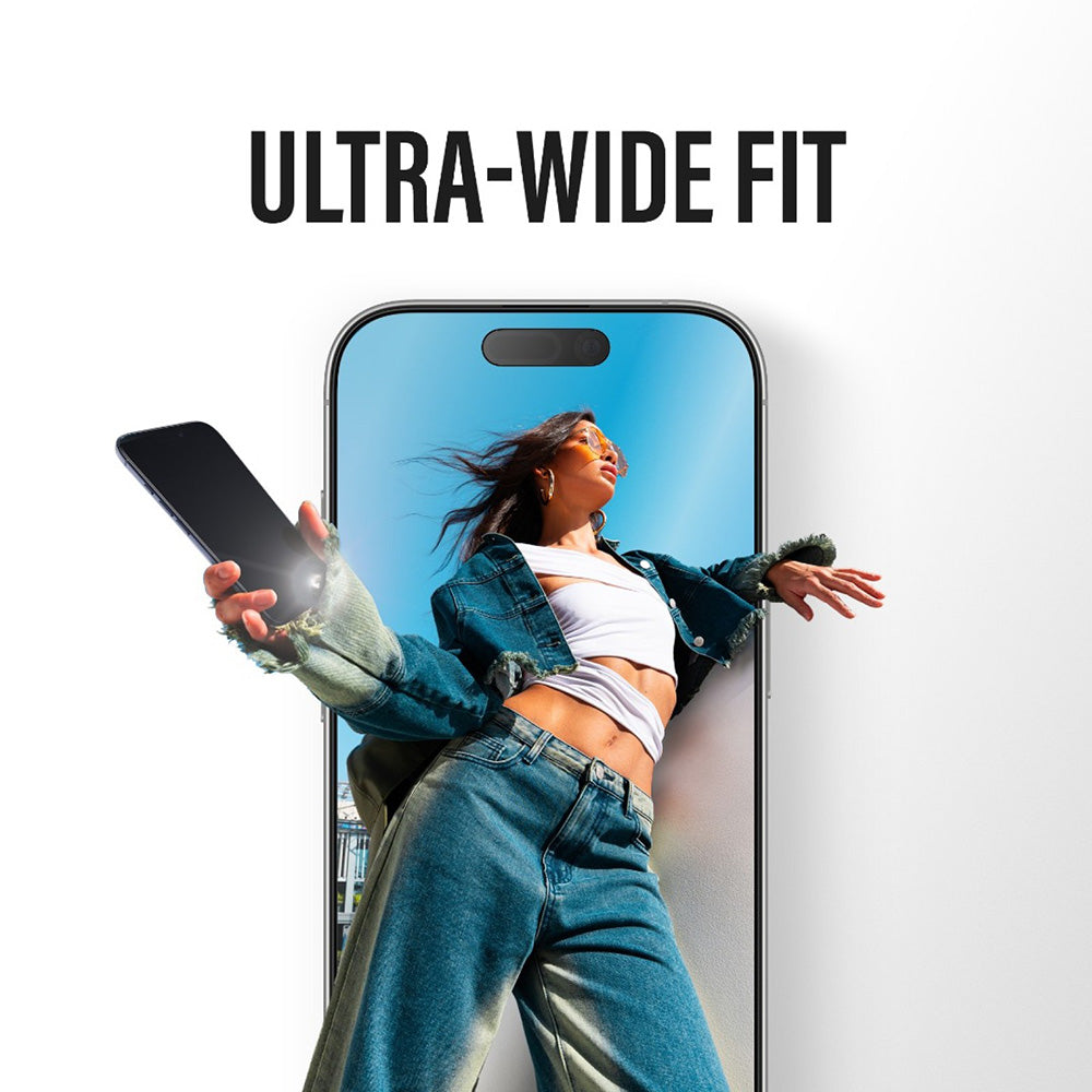 Beskyttelsesfolie PanzerGlass Ultra-Wide Fit Stealth Fastfit for Apple iPhone 17 / 16 Pro, Herdet glass, Full lim, Svart