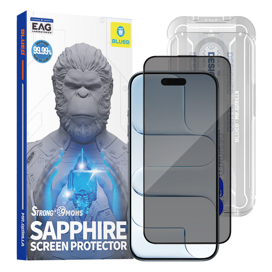Beskyttelsesfilm Privacy Blueo Sapphire Applicator Pro for Apple iPhone 17 Air, Herdet Glass, Full Lim