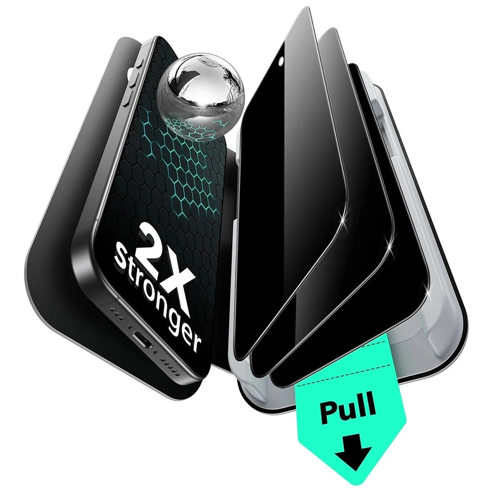 Skjermbeskytter Privacy ESR UltraFit for Apple iPhone 17 / 16 Pro, Herdet glass, Full lim, Sett med 3 stykker