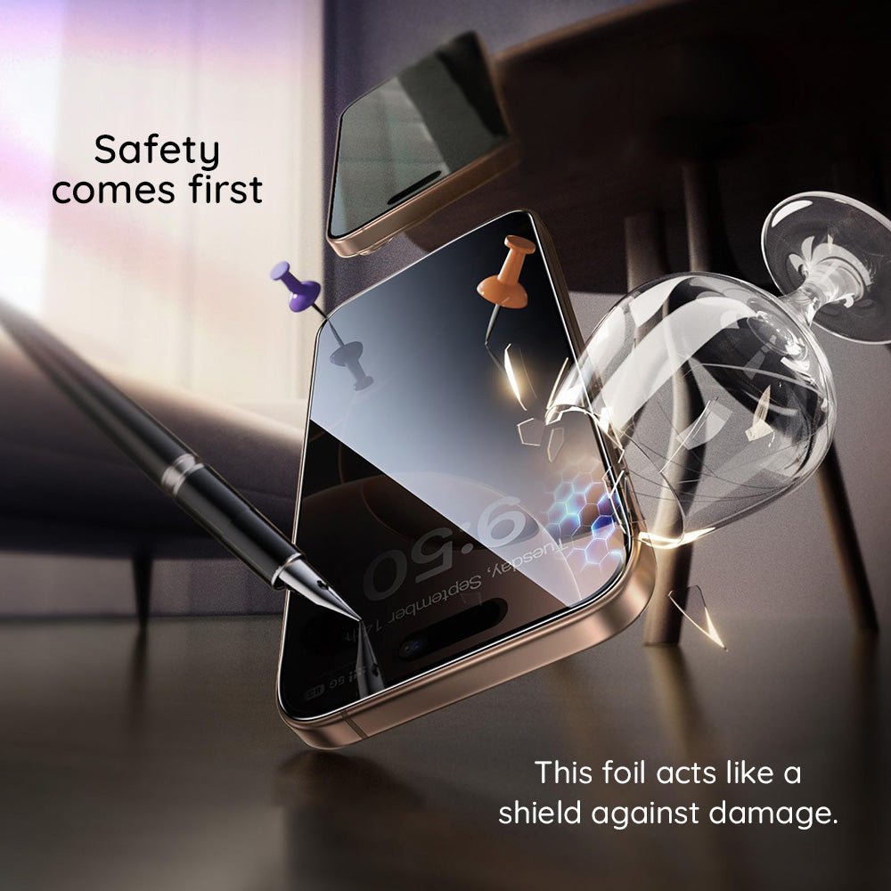 Beskyttelsesfilm Privacy Guess for Apple iPhone 16 Pro Max, Herdet glass, Full lim, 2.5D
