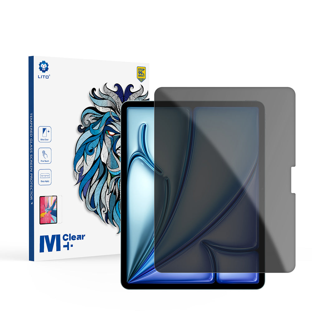 Privacy-skjermbeskyttelse Lito Classic for Apple iPad Air 13 (2026) / Air 13 (2024), Herdet glass, Full lim, 2.5D