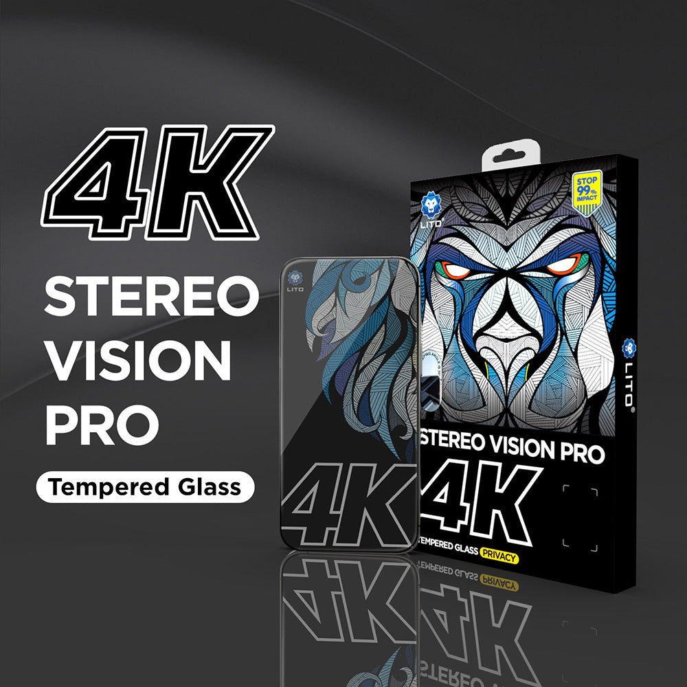 Beskyttelsesfolie Privacy Skjerm Lito D+ Max 4K for Apple iPhone 17 / 16 Pro, Herdet Glass, Full Lim