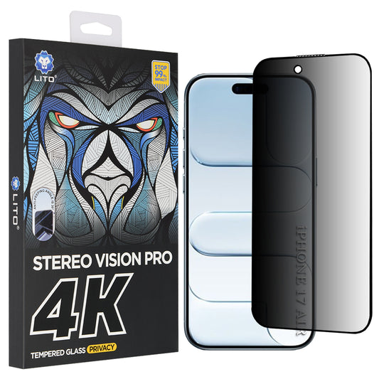 Beskyttelsesfolie Privacy Skjerm Lito D+ Max 4K for Apple iPhone 17 Air, Herdet Glass, Full Lim