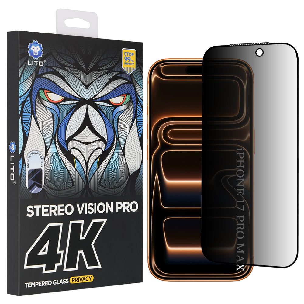 Beskyttelsesfolie Privacy Skjerm Lito D+ Max 4K for Apple iPhone 17 Pro Max, Herdet Glass, Full Lim