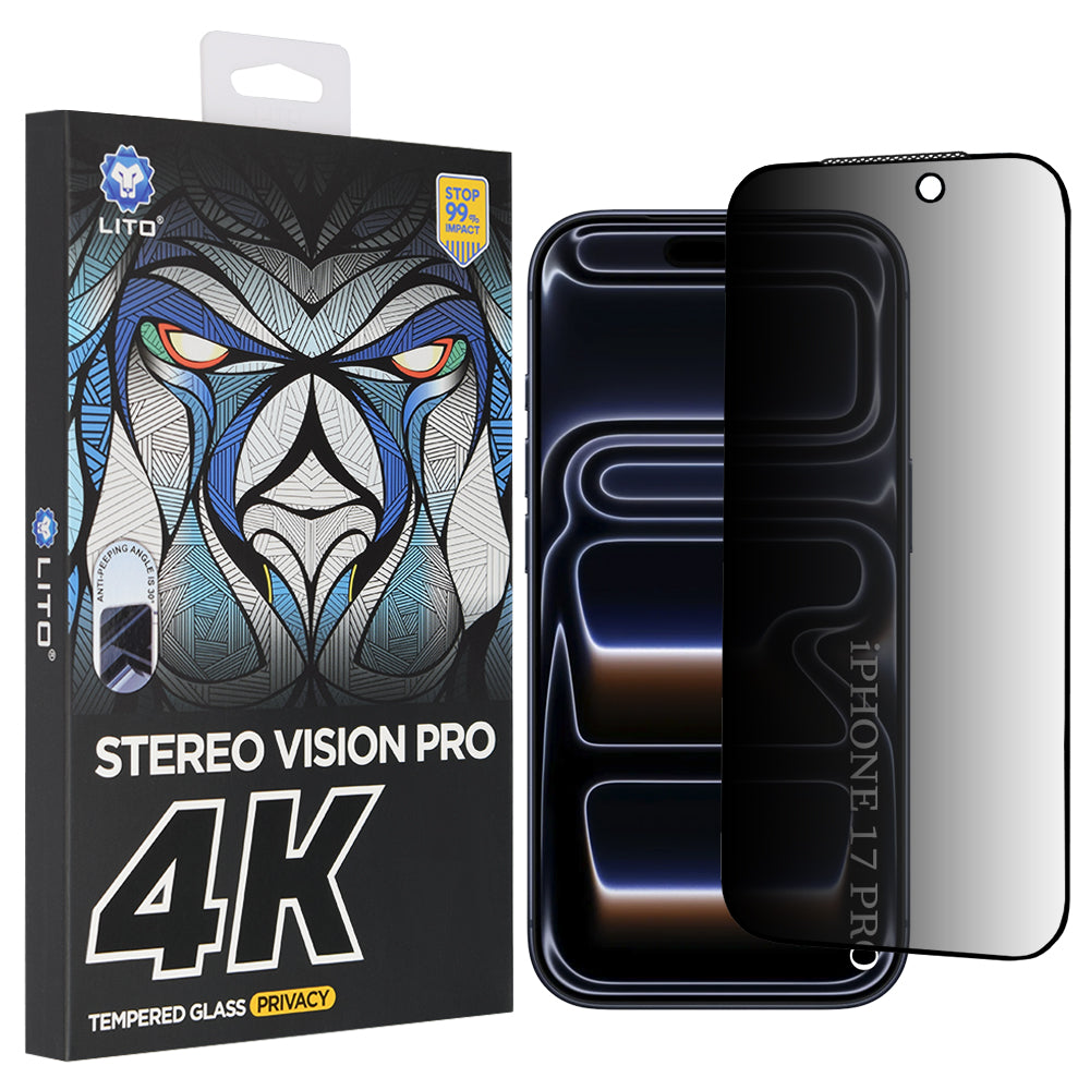 Skjermbeskytter Privacy Lito D+ Max 4K for Apple iPhone 17 Pro, Herdet Glass, Full Lim