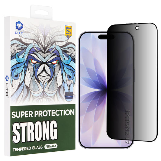 Skjermbeskytter Privacy Lito D+ Max Strong for Apple iPhone 17 / 16 Pro, Herdet Glass, Full Lim