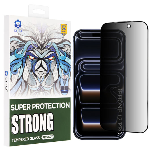 Skjermbeskytter Privacy Lito D+ Max Strong for Apple iPhone 17 Pro, Herdet Glass, Full Lim